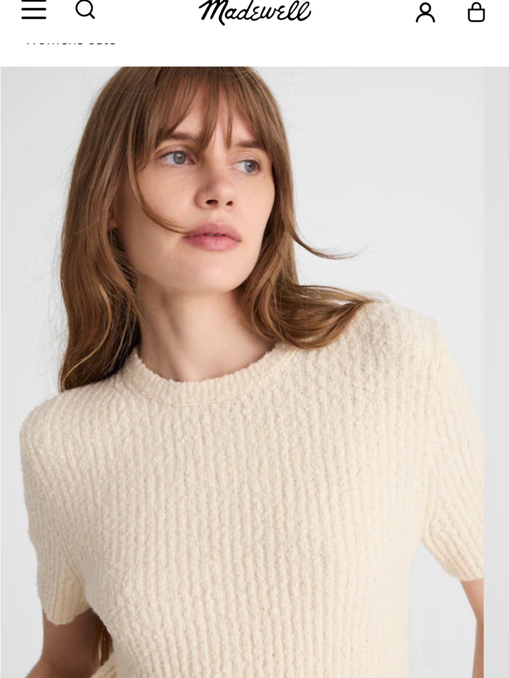 Madewell Cream Textured Short-Sleeve Crewneck Sweater